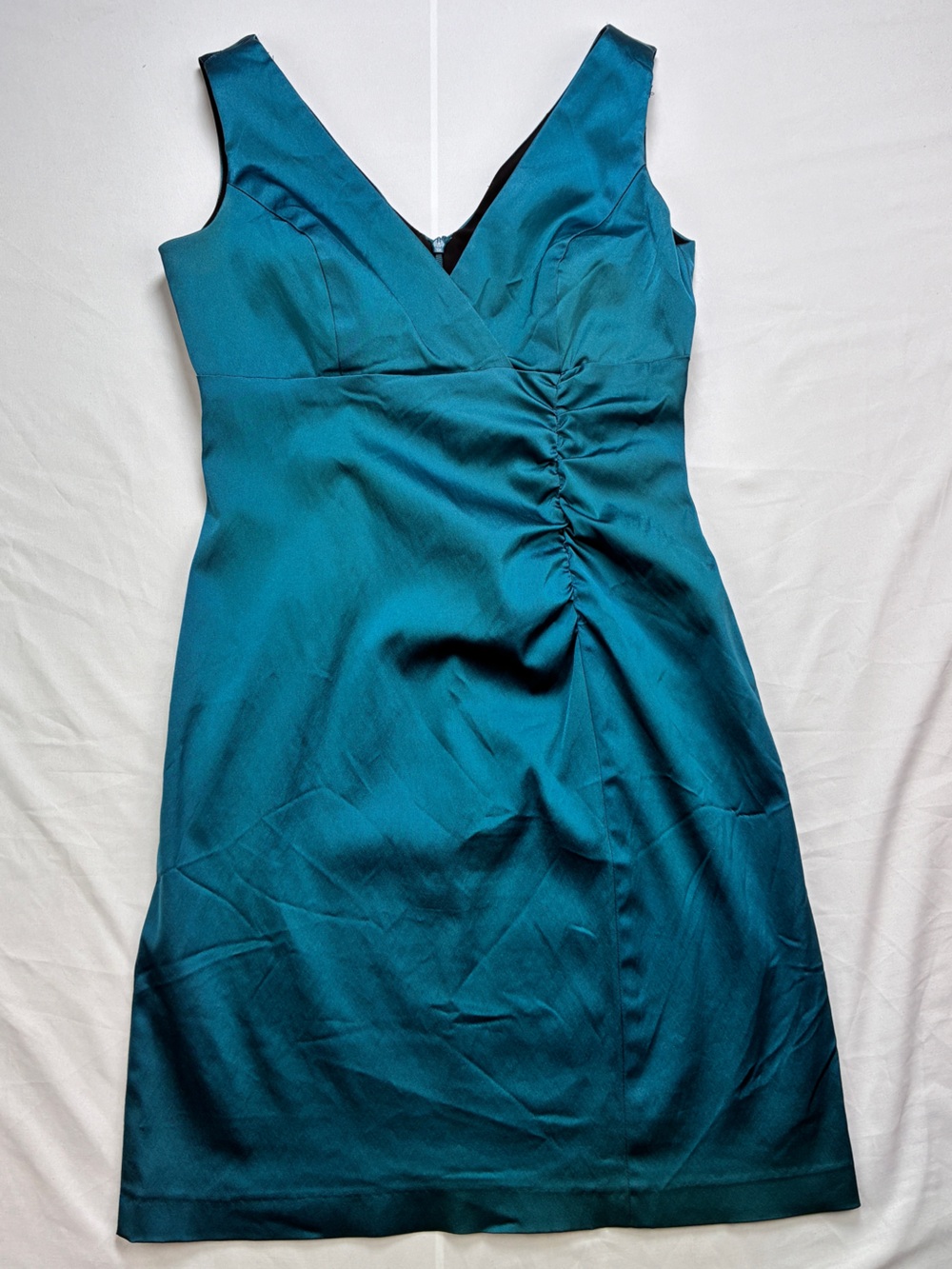 Donna Ricco Teal Midi/Mini Sheath Dress with Ruched Detail Homecoming Party